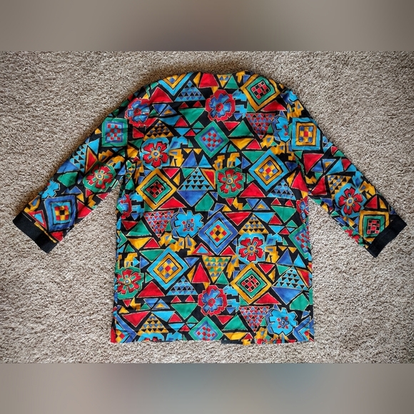 Lady Carol Of New York Vintage Geometric Open Front Blazer Jacket Size 14 - Picture 2 of 10